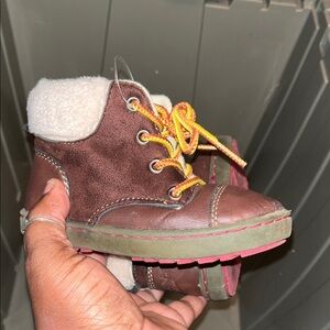 OshKosh B'gosh Brown Boots with Cream and Red Accents